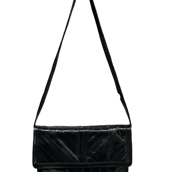 Vintage Eel Skin Clutch Shoulder Bag with Removable Strap - Picture 3 of 8